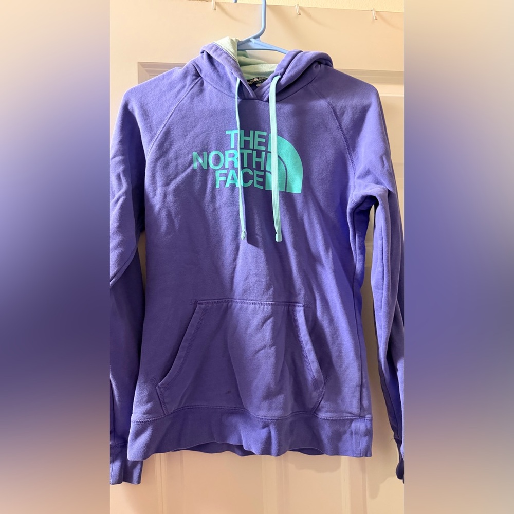 The North Face Purple Sweatshirt with Teal Logo